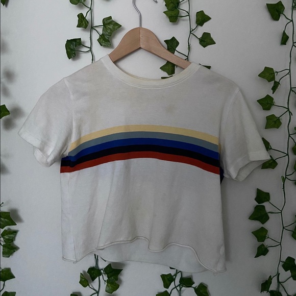 Rainbow stripe white crop top - Picture 2 of 3